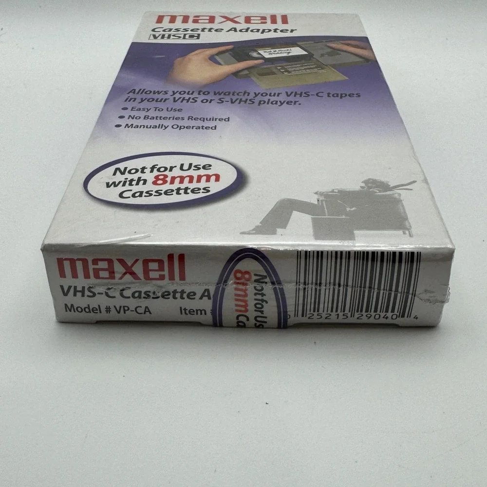 Maxell VP-CA VHS-C Cassette Adapter for VHS and S-VHS VCR Players New Sealed